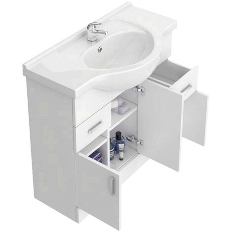 Dyon 850mm Floorstanding 3 Door Basin Vanity Unit White