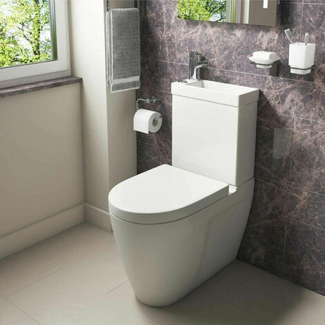 Bathroom Space Saver Combo 2 In 1 WC Close Coupled Toilet Seat & Basin (1/3)