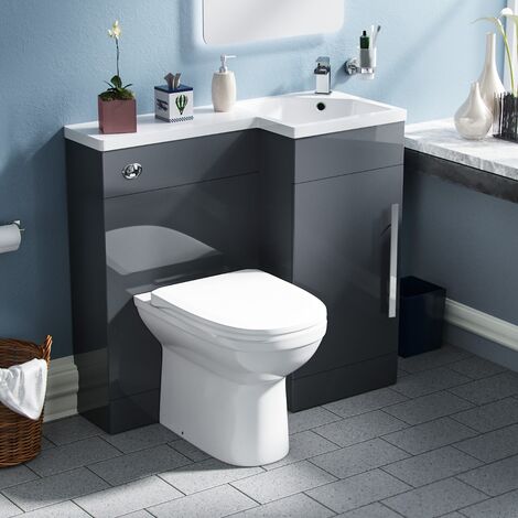 Raven RH 900mm Vanity Basin Unit, WC Unit & Welbourne Back to Wall Toilet Grey