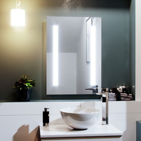 Dual Bar LED 500 x 700mm Battery powered Round Corner Bathroom Mirror