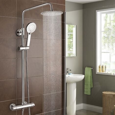 Fawley Round Thermostatic Exposed Twin Head Mixer Shower Set