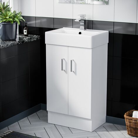 Gaidor 450mm White Gloss Freestanding Basin Vanity Unit