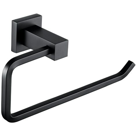 Modern Matte Black Square Wall Mounted Bathroom Towel Holder Ring
