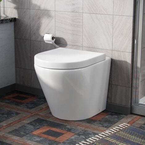 Rimless Round Back To Wall Pan with Soft Close Toilet Seat (1/5)