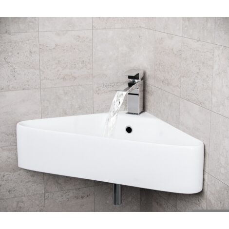 Tulla 575 x 430mm Triangle Corner Wall Hung Basin Sink