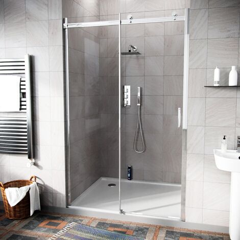 Hardwick 1000mm Frameless Sliding Shower Enclosure 8mm Clear Tempered Glass (1/5)