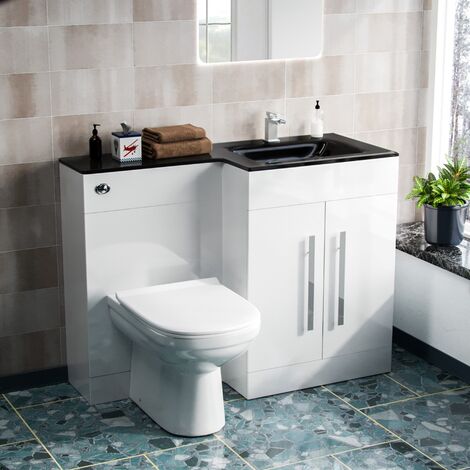 Aric RH 1100mm Vanity Basin Unit, WC Unit & Elso Back to Wall Toilet ...