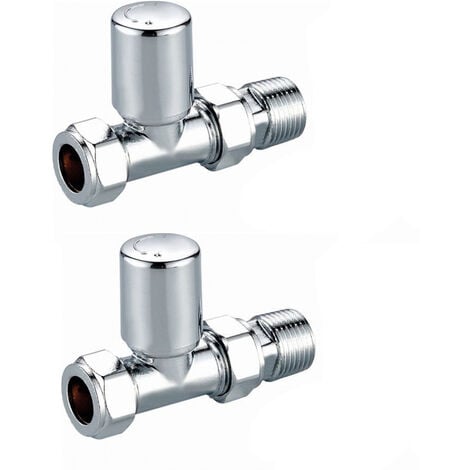 Modern Straight Radiator Valves Chrome