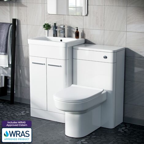 Afern 500mm Vanity Basin Unit, WC Unit & Chem Back To Wall Toilet White (1/5)