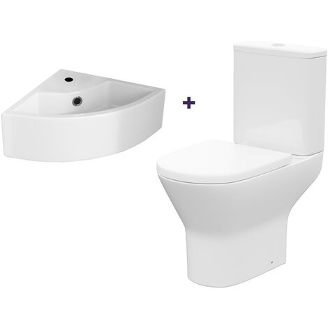 Cloakroom Quarter Circle Corner Basin & Rimless Close Coupled Toilet (1/4)