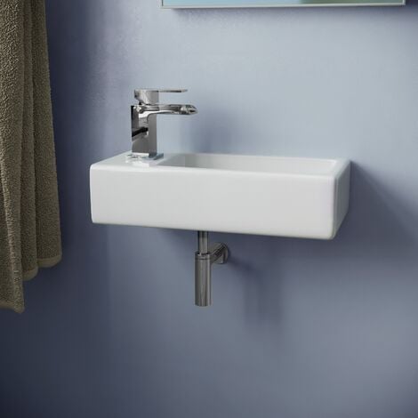 Wall Hung Left Handed Cloakroom 360mm Basin Sink and Fittings