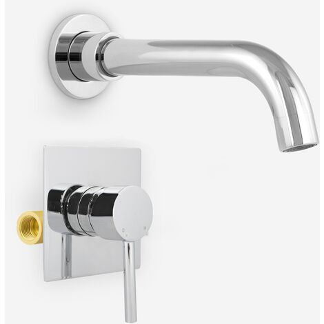 Blossom Modern Bathroom Wall Mounted Basin Tap Spout And Concealed Valve Mixer Kit (1/5)