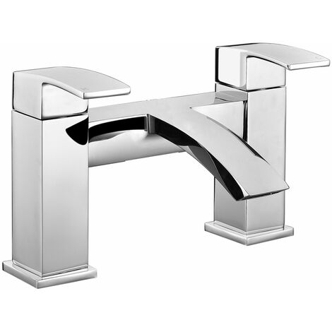 Arke Contemporary Chrome Deck Mounted Waterfall Bath Filler Tap + Waste (1/4)