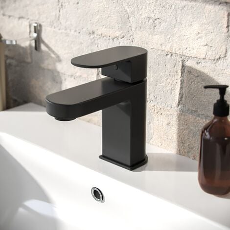 Eclipse Contemporary Matte Black Basin Sink Mono Mixer Tap And Waste