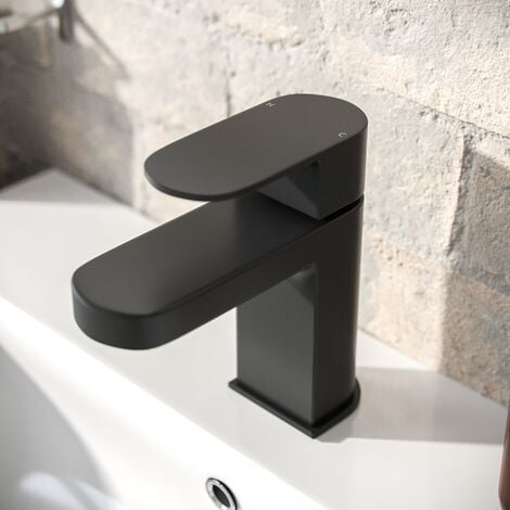Eclipse Contemporary Matte Black Basin Sink Mono Mixer Tap And Waste