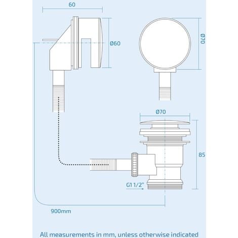 Round Click Clack Sprung Bath Waste with Overflow