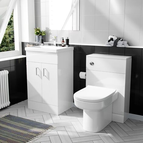 Nanuya 500mm Vanity Basin Unit & WC Unit & Chem Back to Wall White ` (1/5)