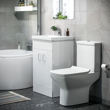 Warton P-Shaped Right Handed Bath + Screen, 500mm Floor Standing Vanity ...
