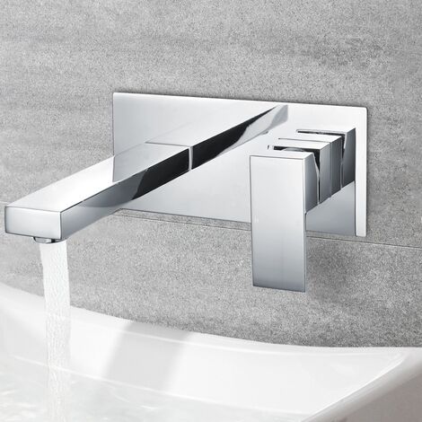 Brayton Modern Wall Mounted Concealed Square Basin Mixer Tap (1/3)