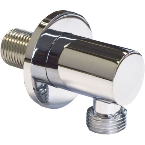Round Chrome Wall Outlet Elbow Hose Connector (1/5)