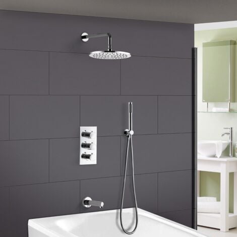 Bathroom 3 Dial 3 Way Concealed Round Thermostatic Shower Mixer Valve ...