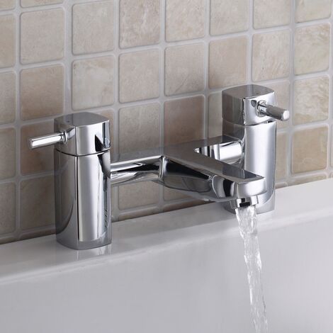 Boston Modern Chrome Square Basin Sink Mono Mixer Tap & Deck Mounted Bath Filler + Free Waste (1/5)