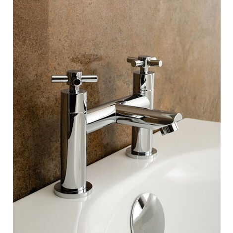 Crox Modern Freestanding Chrome Cross Head Bath Filler Tap