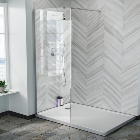 Samoa 700mm Wet Room Screen & Support Bar Chrome (1/4)
