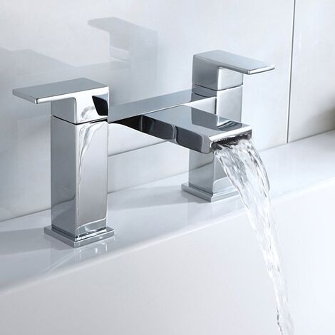 Saturn Modern Square Waterfall Design Bath Filler Tap + Waste (1/5)