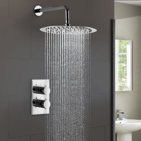 Lily Slim 2 Dial 1 Way Concealed Thermostatic Shower Mixer and Overhead (1/5)