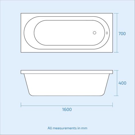 Kaif 1600mm x 700mm Standard Round Single Ended Bath With Legs