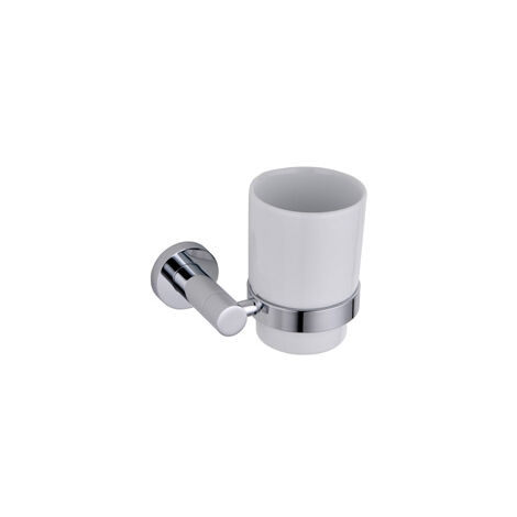Round Single Glass Tumbler & Holder Chrome (1/3)