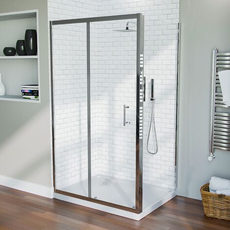 Shower 1100mm Sliding Door with 700 mm Frameless Glass Side Panel Screen