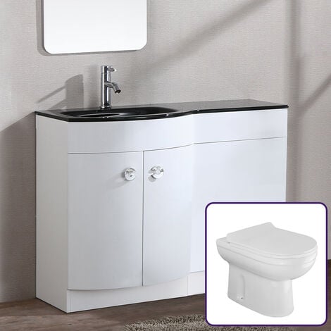 Tate LH 1100mm Combination Basin Vanity Unit & BTW Toilet White