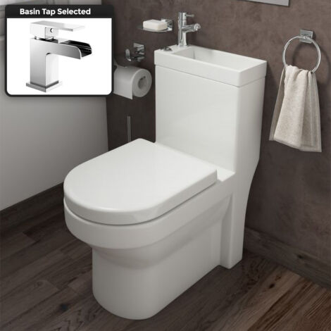 2 In 1 Compact Close Coupled Toilet and Basin Combo Space Saver with Waterfall Mono Mixer Tap (1/5)