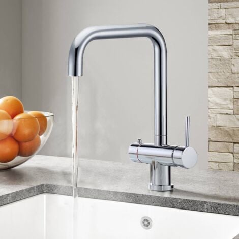 Contemporary Instant Boiling Water Chrome Kitchen Dual Control Tap With Swivel Spout