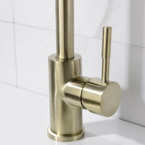Victoria Style Brushed Brass Kitchen Sink Single Lever Mixer Tap With Diffuser And 360 Swivel Spout