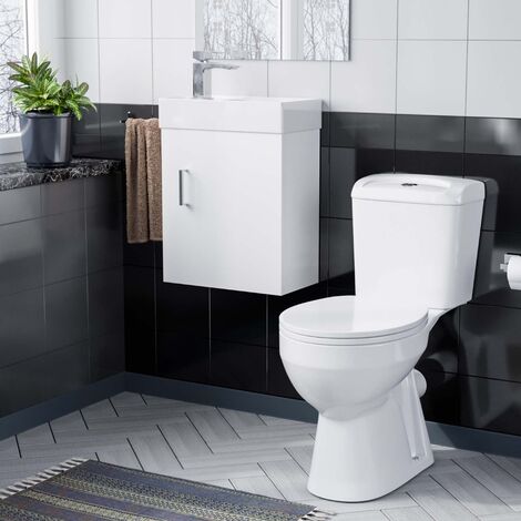 Nanuya 400mm White Wall Hung Vanity Cabinet with Toilet Pan (1/5)