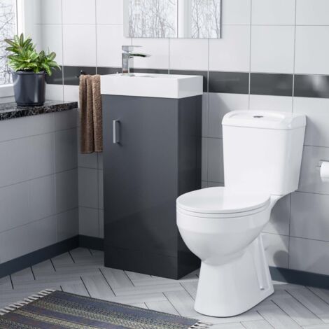 Nanuya 400mm Grey Sink Vanity Unit And WC Toilet Pan (1/5)