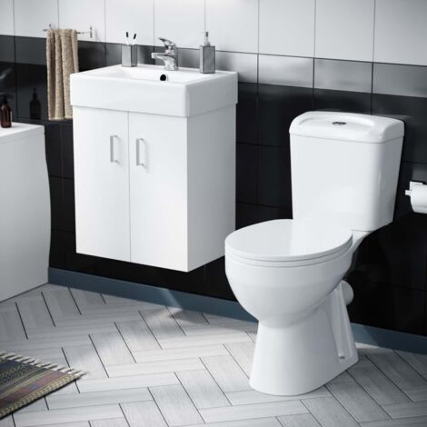 Nanuya Bathroom Suite 450 Wall Hung Vanity & WC Toilet Pan Bathroom Suite (1/5)