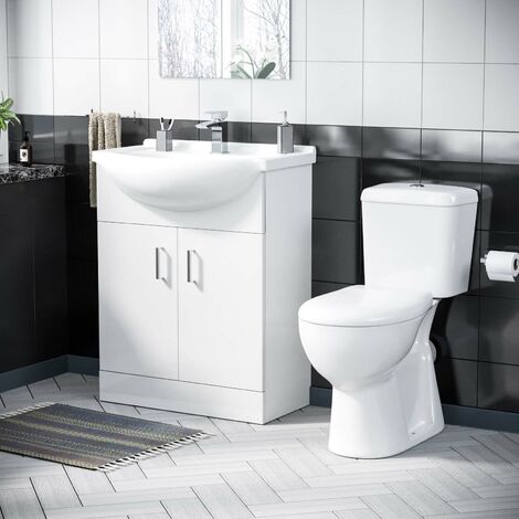 650 mm Basin Vanity Sink Unit & Back To Wall Toilet Suite Memphis (1/5)