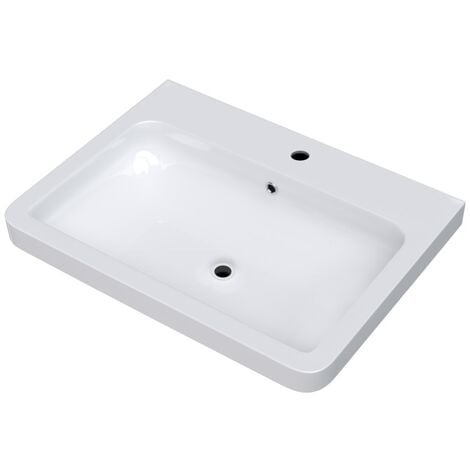 500mm White Ceramic Mid-Edge Basin comes with Single Tap Hole and Overflow