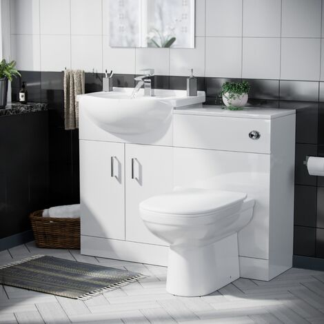 Dyon 550mm Vanity Basin Unit FP, WC Unit & Elso Back To Wall Toilet White (1/5)