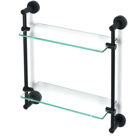 Modern Round Black Matte Double Glass Shelf (1/2)