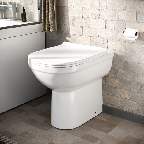 Nino Comfort Height White Back to Wall Toilet Pan & Soft Close Toilet Seat