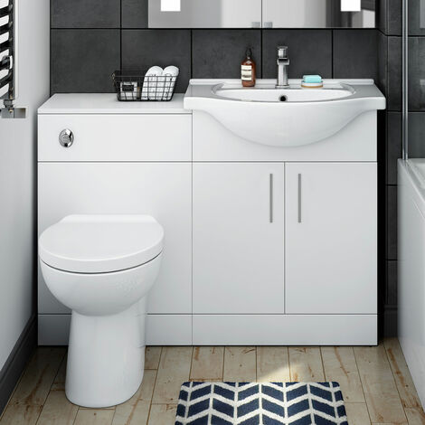 Norewood Bathroom Furniture Suite Vanity Unit Cabinet Toilet Basin Back To Wall