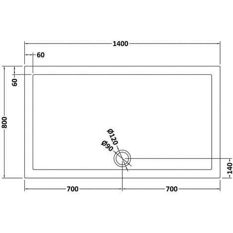 Slim 1400 x 800 mm Rectangular Polyurethane Resin Shower Tray Slate Grey