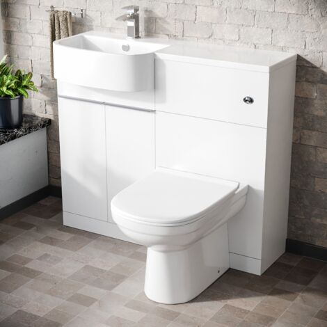 Carlo 1000mm P Shape White Left Hand Bathroom Vanity, Basin, WC & BTW ...