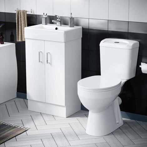 Nanuya 600 Flat Pack Vanity & WC Toilet Pan with Round Bathtub & Panels (1/5)