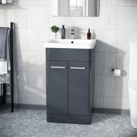 Afern 500mm Freestanding Vanity Unit Cabinet  & Wash Basin Anthracite Flat Pack